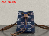 Celine Micro Sailor in Blue Denim with All Over Triomphe and Calfskin Replica
