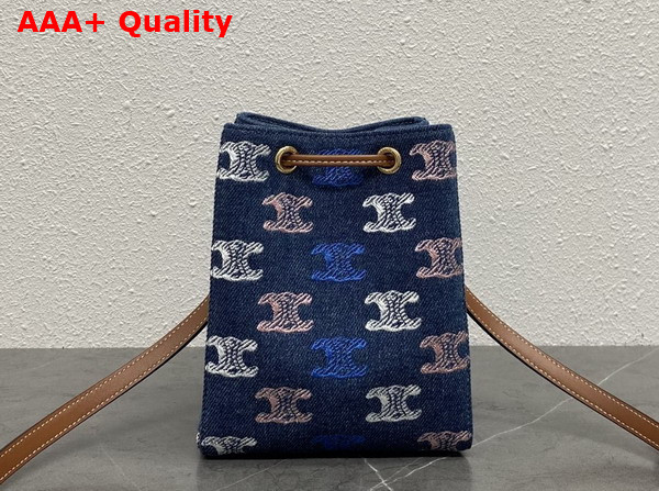 Celine Micro Sailor in Blue Denim with All Over Triomphe and Calfskin Replica