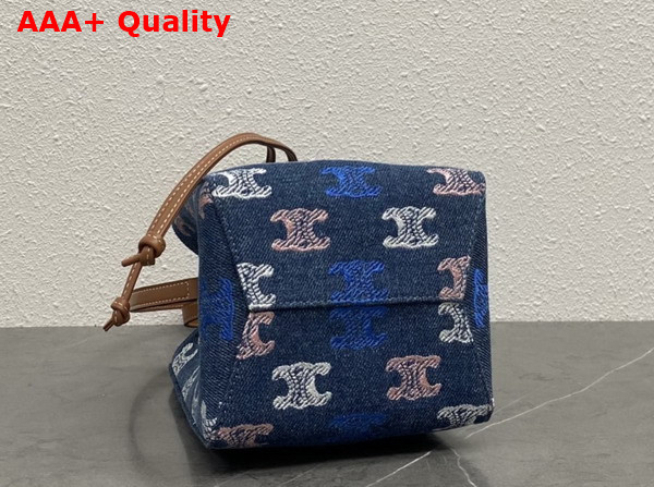 Celine Micro Sailor in Blue Denim with All Over Triomphe and Calfskin Replica