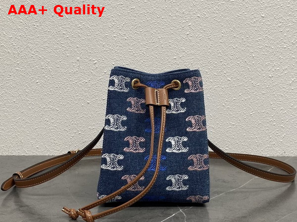 Celine Micro Sailor in Blue Denim with All Over Triomphe and Calfskin Replica