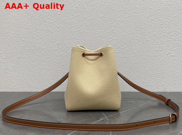 Celine Micro Sailor in Textile with Anchor Embroidery and Calfskin Natural and Tan Replica