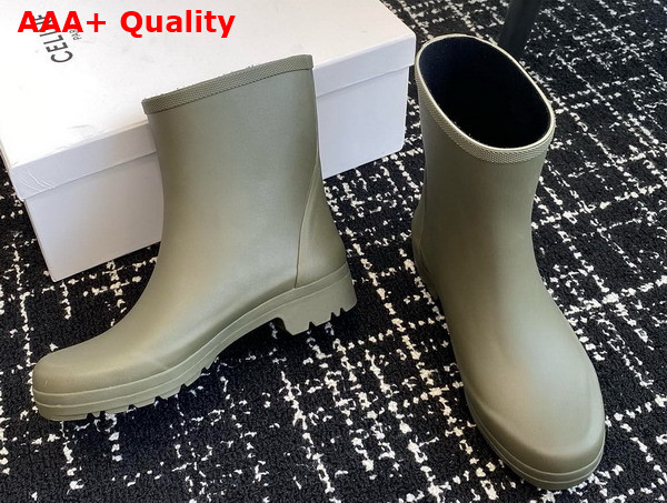 Celine Mid Celine Rain Boots in Natural Rubber Khaki Replica