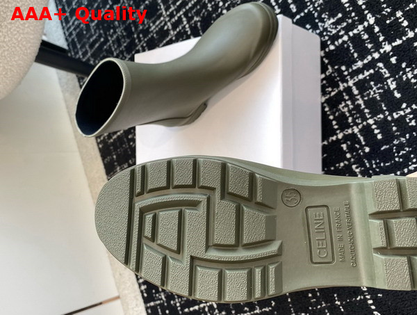 Celine Mid Celine Rain Boots in Natural Rubber Khaki Replica