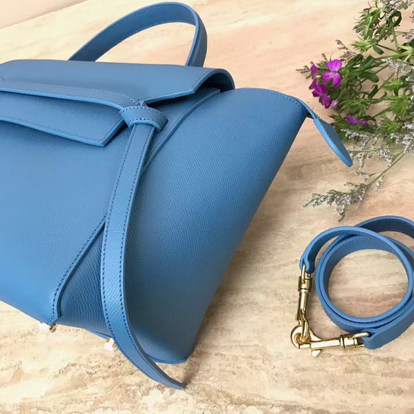 Celine Mini Belt Handbag Light Blue Grained Calfskin For Sale