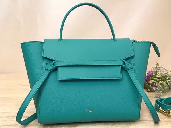 Celine Mini Belt Handbag Turquoise Grained Calfskin For Sale