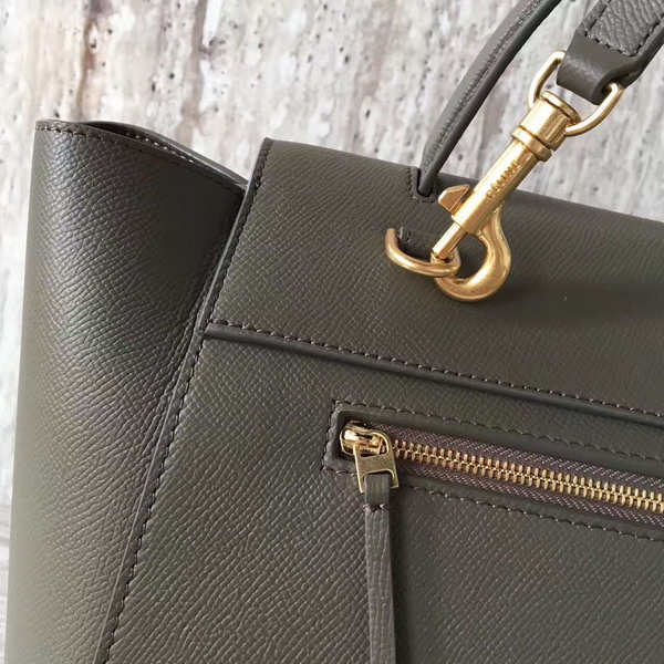 Celine Mini Belt Handbag in Dark Grey Grained Calfskin For Sale