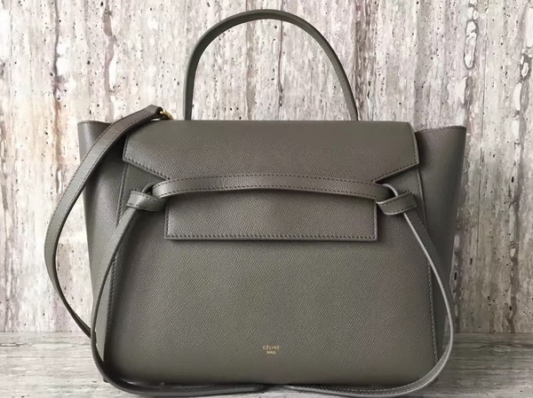 Celine Mini Belt Handbag in Dark Grey Grained Calfskin For Sale