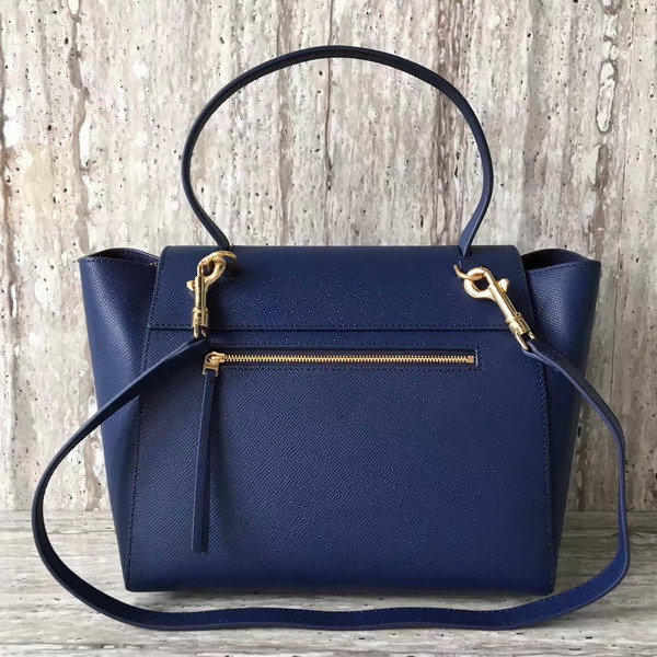 Celine Mini Belt Handbag in Navy Blue Grained Calfskin For Sale