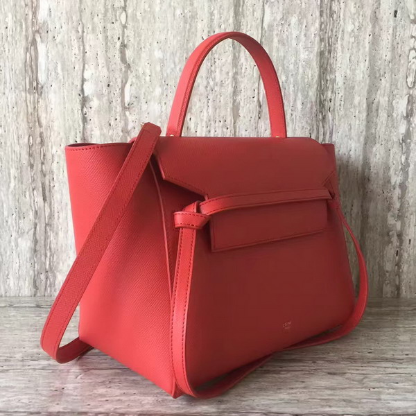 Celine Mini Belt Handbag in Red Grained Calfskin For Sale