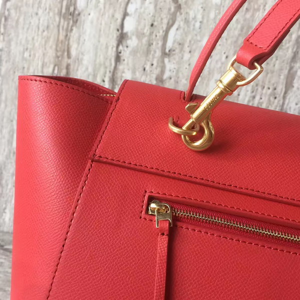 Celine Mini Belt Handbag in Red Grained Calfskin For Sale