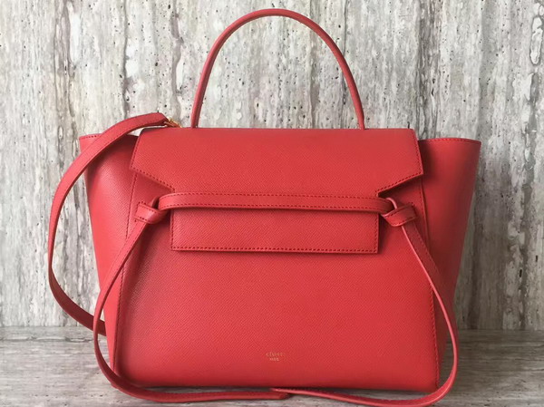 Celine Mini Belt Handbag in Red Grained Calfskin For Sale