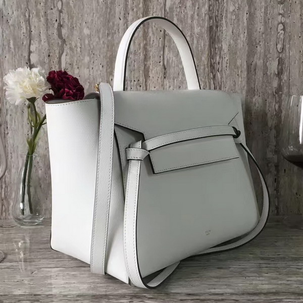 Celine Mini Belt Handbag in White Grained Calfskin For Sale