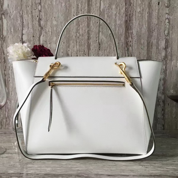 Celine Mini Belt Handbag in White Grained Calfskin For Sale