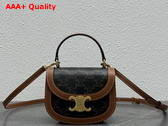 Celine Mini Besace Clea in Triomphe Canvas and Calfskin Tan Replica