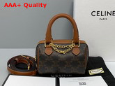 Celine Mini Boston Bag in Triomphe Canvas and Calfskin Tan Replica