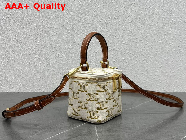 Celine Mini Vanity Case in White Triomphe Canvas Replica