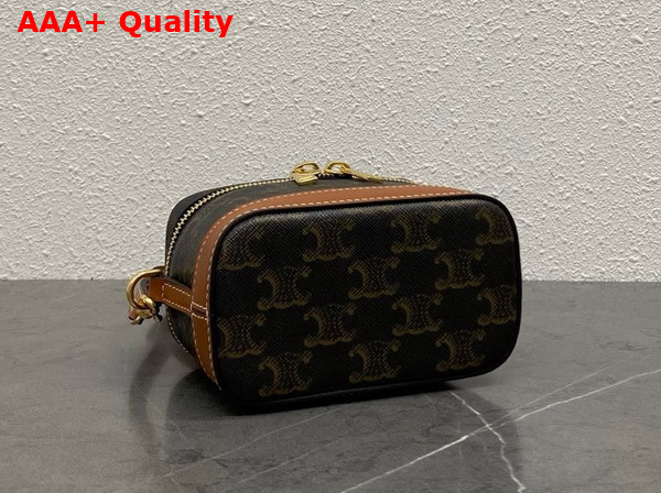 Celine Mini Vanity in Triomphe Canvas and Calfskin Tan Replica