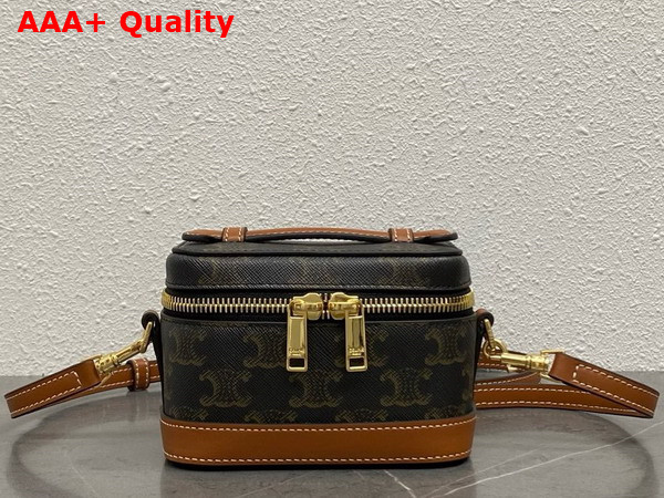 Celine Mini Vanity in Triomphe Canvas and Calfskin Tan Replica