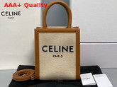 Celine Mini Vertical Cabas Celine in Textile with Celine Print and Calfskin Natural Tan Replica
