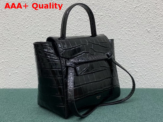 Celine Nano Belt Bag in Black Crocodile Embossed Calfskin Replica