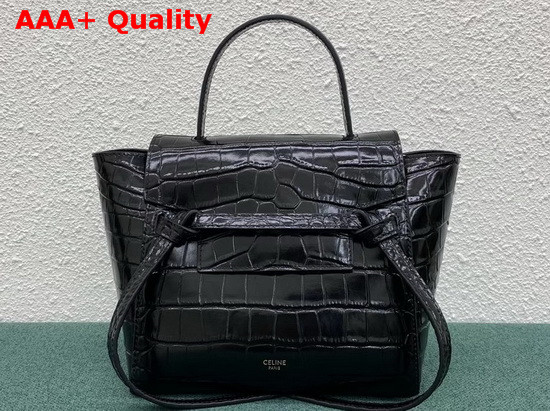 Celine Nano Belt Bag in Black Crocodile Embossed Calfskin Replica