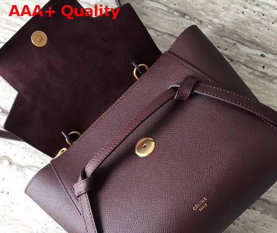 Celine Nano Belt Bag in Burgundy Grained Calfskin Replica
