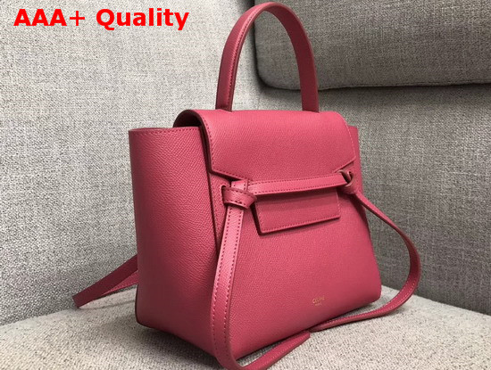 Celine Nano Belt Bag in Grained Calfskin Raspberry Replica