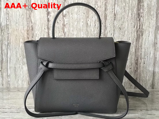 Celine Nano Belt Bag in Grey Grained Calfskin Replica