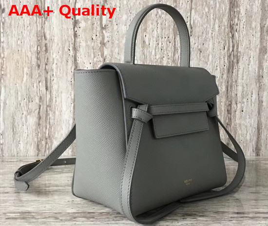 Celine Nano Belt Bag in Light Grey Grained Calfskin Replica