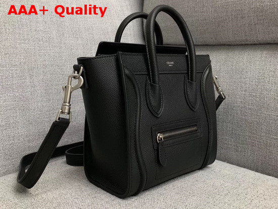 Celine Nano Luggage Bag in Black Drummed Calfskin Replica