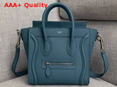 Celine Nano Luggage Bag in Blue Drummed Calfskin Replica