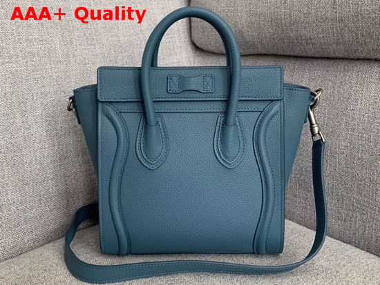 Celine Nano Luggage Bag in Blue Drummed Calfskin Replica
