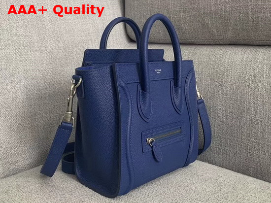 Celine Nano Luggage Bag in Electronic Blue Drummed Calfskin Replica