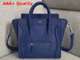 Celine Nano Luggage Bag in Electronic Blue Drummed Calfskin Replica