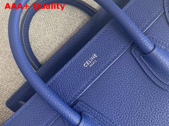 Celine Nano Luggage Bag in Electronic Blue Drummed Calfskin Replica