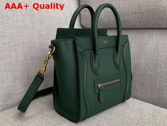 Celine Nano Luggage Bag in Green Drummed Calfskin Replica