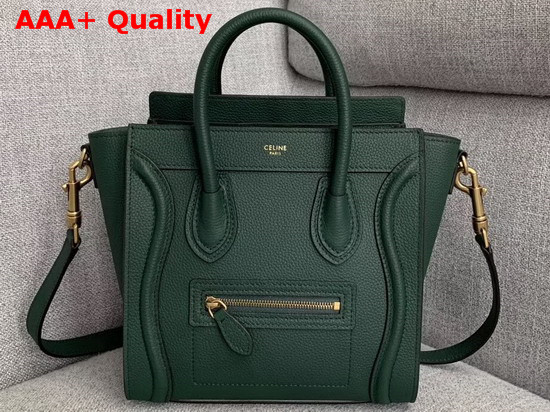 Celine Nano Luggage Bag in Green Drummed Calfskin Replica