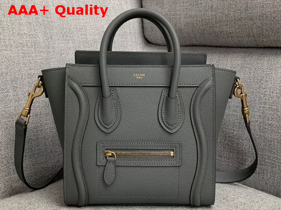 Celine Nano Luggage Bag in Grey Drummed Calfskin Replica
