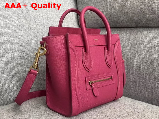 Celine Nano Luggage Bag in Pink Drummed Calfskin Replica