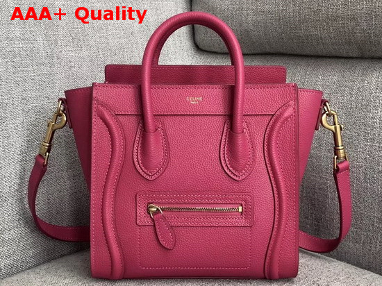 Celine Nano Luggage Bag in Pink Drummed Calfskin Replica