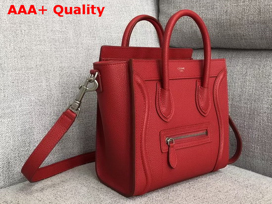 Celine Nano Luggage Bag in Red Drummed Calfskin Replica