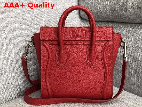 Celine Nano Luggage Bag in Red Drummed Calfskin Replica