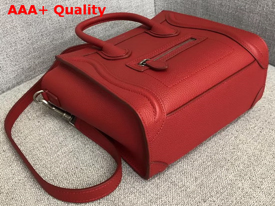 Celine Nano Luggage Bag in Red Drummed Calfskin Replica