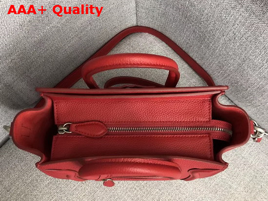 Celine Nano Luggage Bag in Red Drummed Calfskin Replica