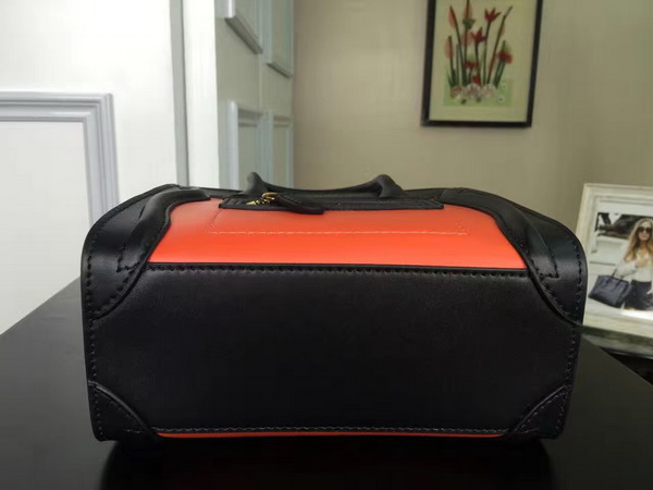 Celine Nano Luggage Handbag in Multicolour Natural Calfskin Orange Black Tan for Sale