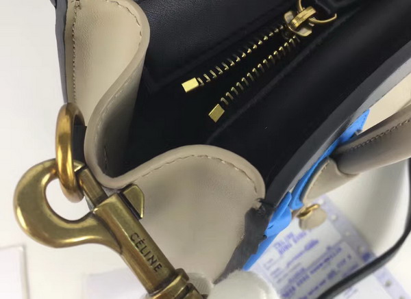 Celine Nano Luggage Handbag in Multicolour Smooth Calfskin Grey Black Blue for Sale