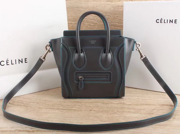 Celine Nano Luggage Shoulder Bag in Dak Grey Satin Calfskin For Sale