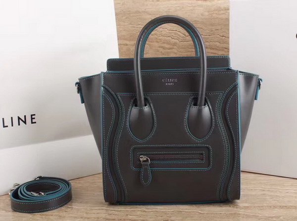 Celine Nano Luggage Shoulder Bag in Dak Grey Satin Calfskin For Sale