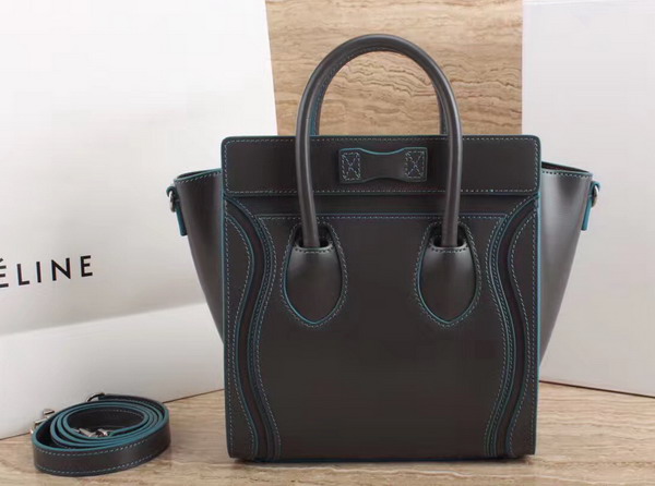 Celine Nano Luggage Shoulder Bag in Dak Grey Satin Calfskin For Sale