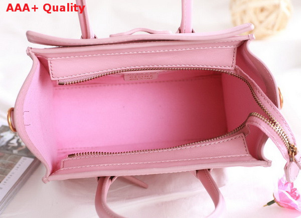 Celine Nano Luggage Handbag in Pink Calfskin for Sale